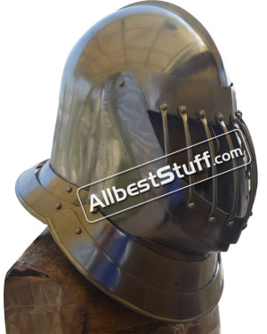 Medieval English Knight Closed Helmet Made of 14 Gauge Steel